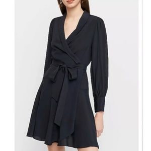 EXPRESS Wrap Mini Dress Puff Shoulder Size XS NAVY
